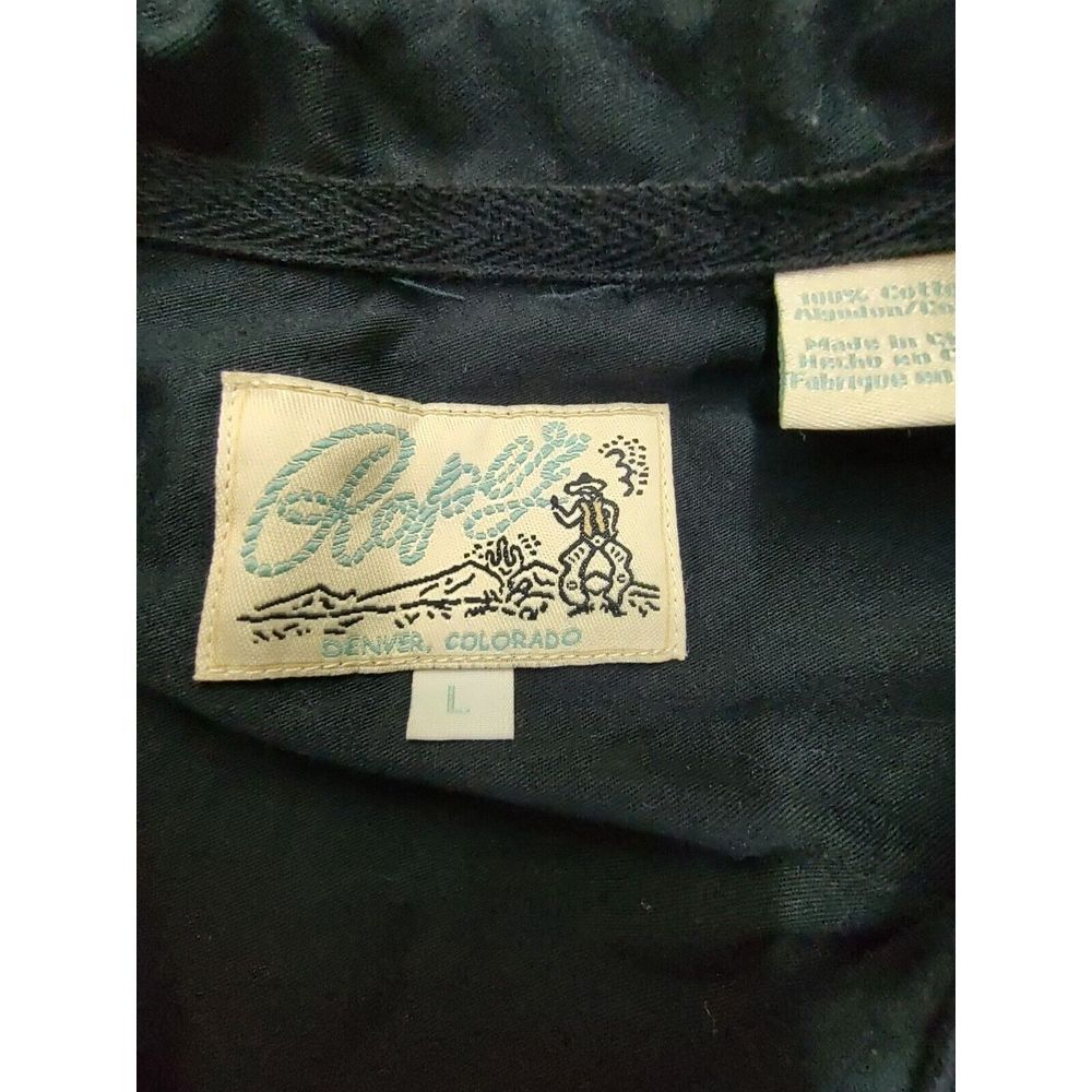 Roper Embroidered Shirt Men's L Guns Pistols Smile Pockets Black Snap Western - Picture 4 of 11